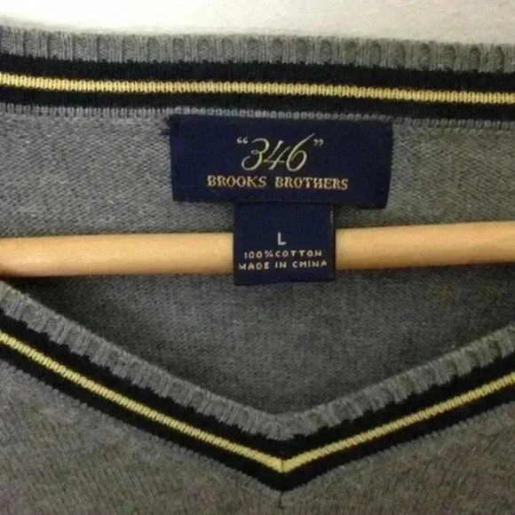 Brooks Brothers Men L Gray Cotton Pullover Sweater - Picture 3 of 5